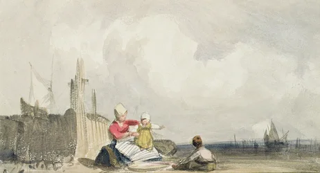 Fischerleute am Strand